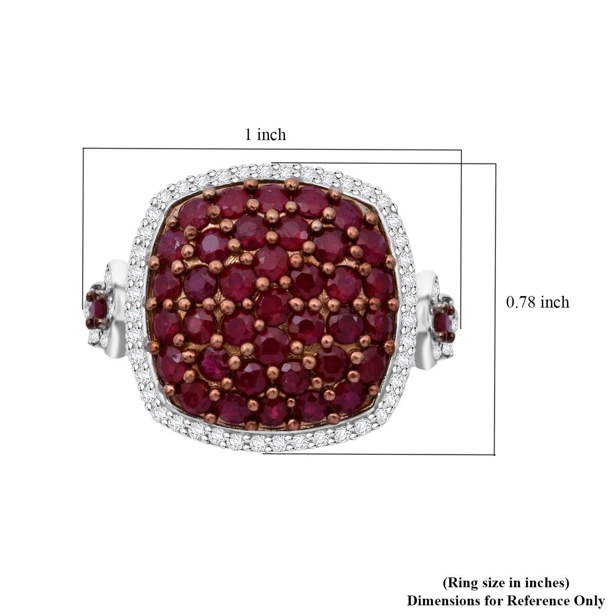 D'Joy Mozambique Ruby and White Zircon 2.40 ctw Blush Blossom Ring in Rhodium Over Sterling Silver (Size 10.0) image number 5