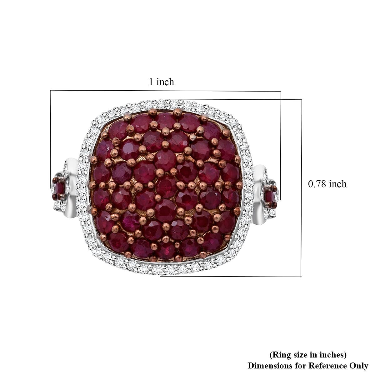 D'Joy Mozambique Ruby and White Zircon 2.40 ctw Blush Blossom Ring in Rhodium Over Sterling Silver (Size 6.0) image number 5