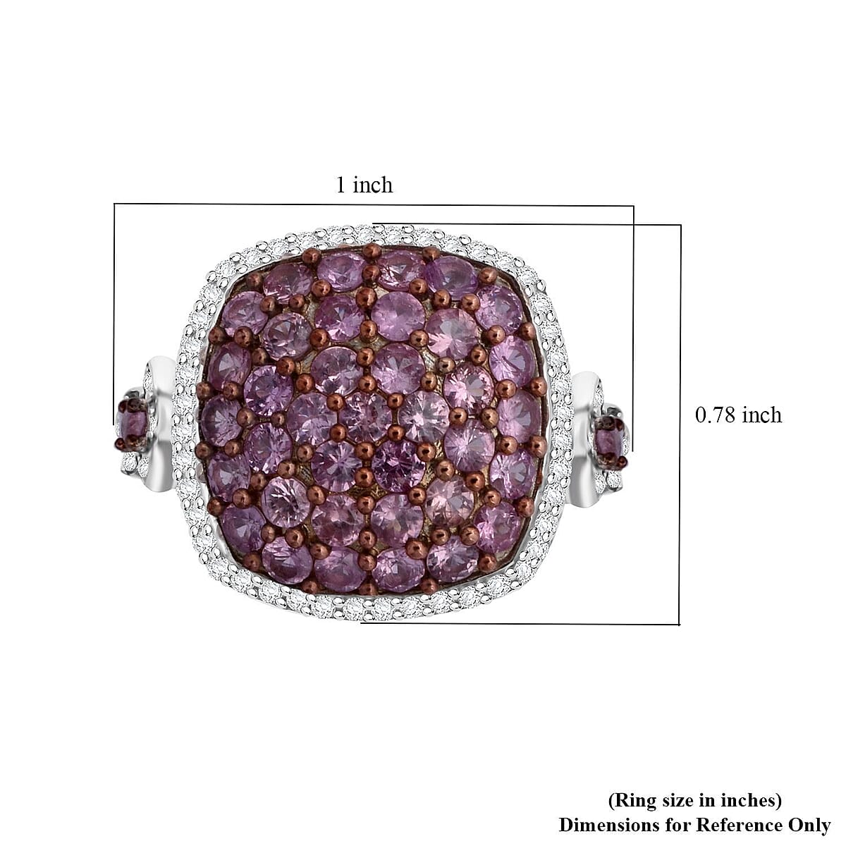 D'Joy Madagascar Pink Sapphire and White Zircon 2.40 ctw Blush Blossom Ring in Rhodium Over Sterling Silver (Size 10.0)  image number 5