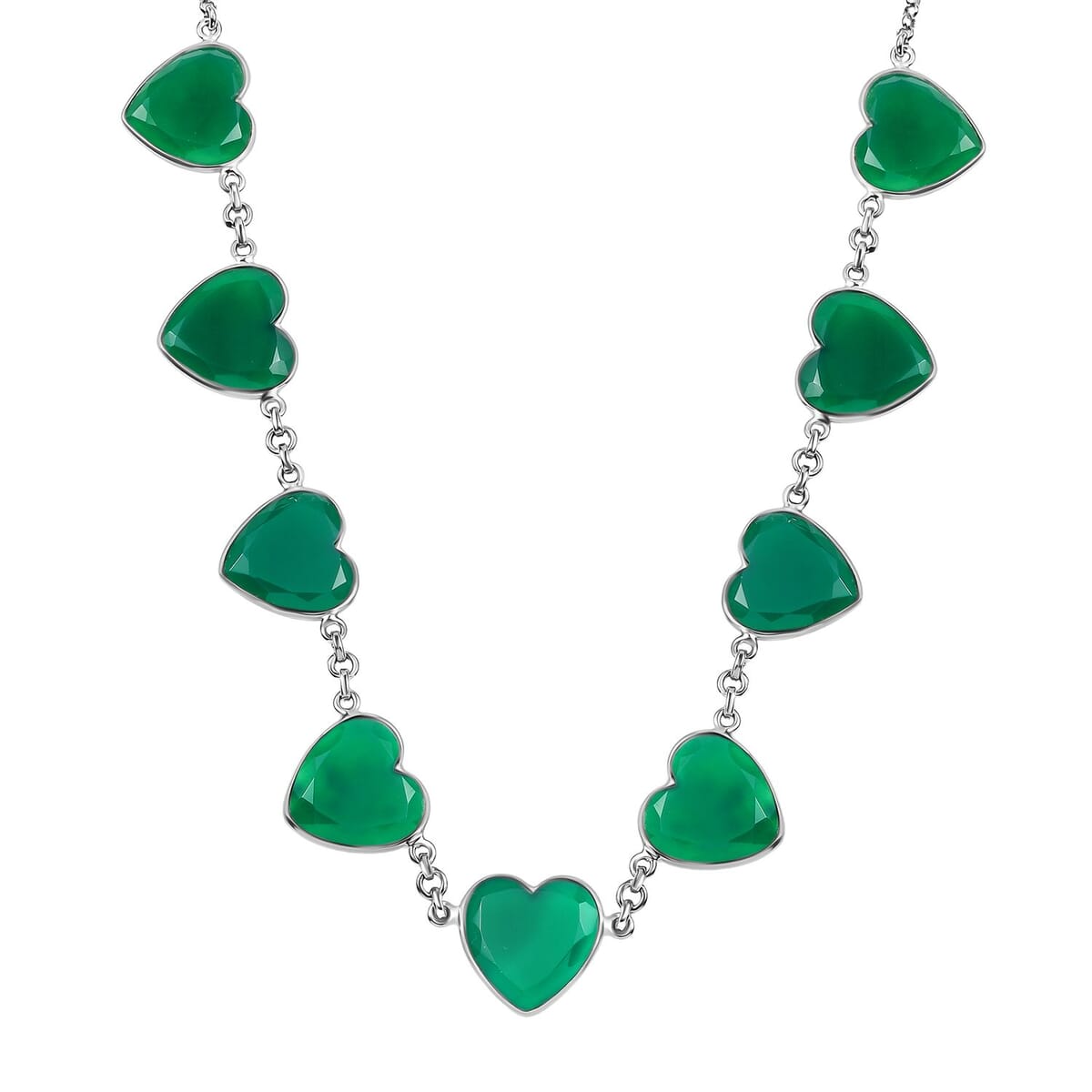 Karis Verde Onyx 51.90 ctw Heart Necklace 18 Inches in Platinum Bond image number 0