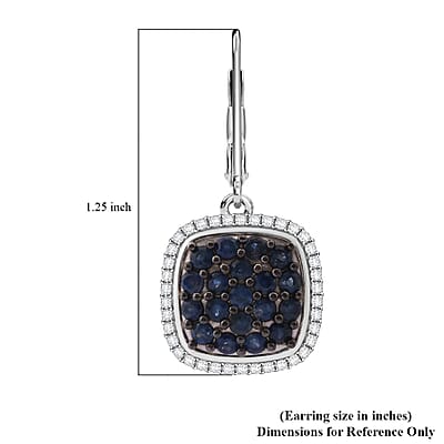 Kanchanaburi Blue Sapphire and White Zircon 2.65 ctw Blush Blossom Earrings in Rhodium Over Sterling Silver