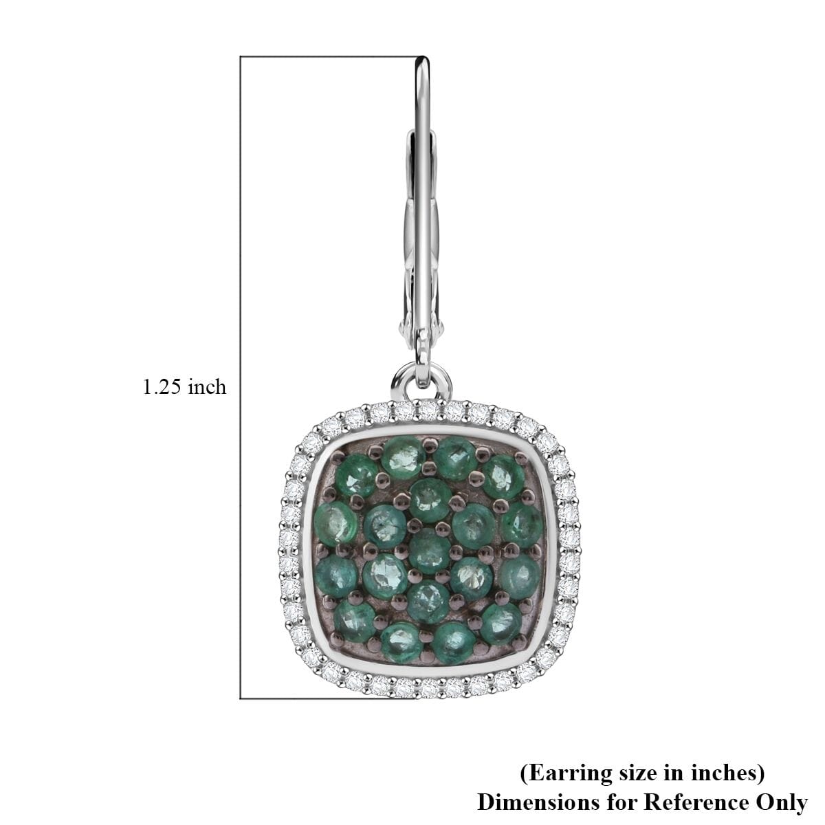 Kagem Zambian Emerald and White Zircon 2.65 ctw Blush Blossom Earrings in Rhodium Over Sterling Silver image number 5