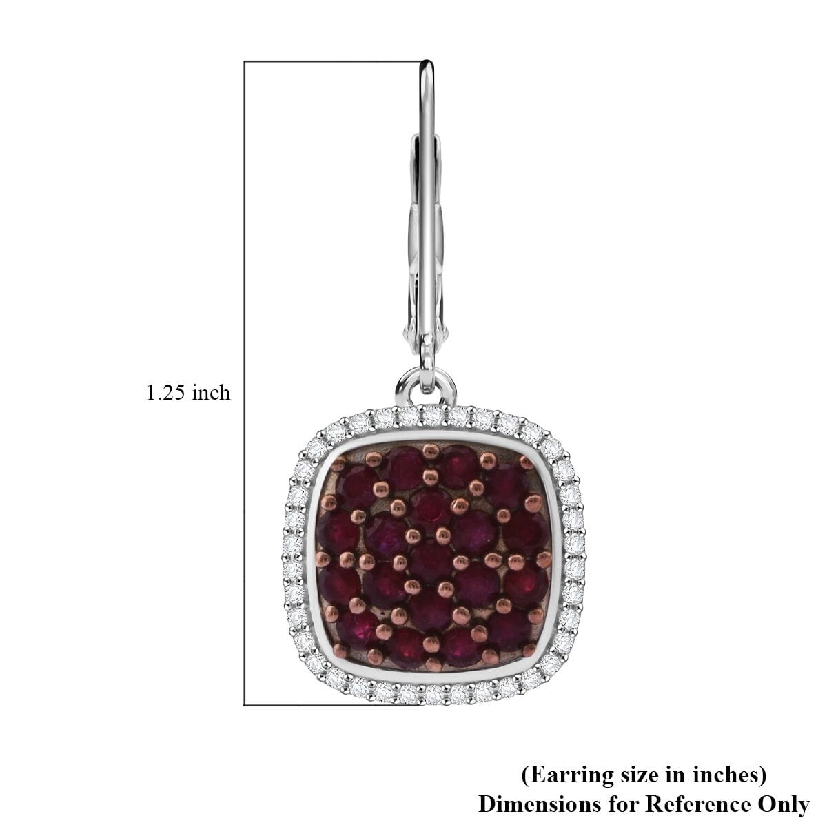 Mozambique Ruby and White Zircon 2.65 ctw Blush Blossom Earrings in Rhodium Over Sterling Silver (Size 6.0) image number 5