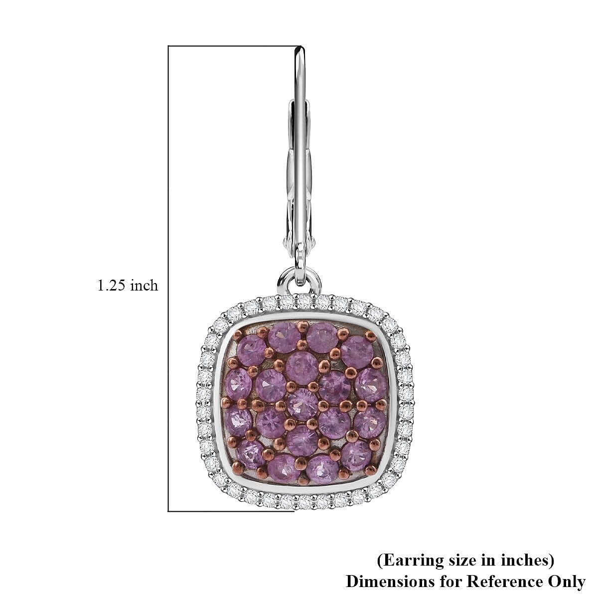 Madagascar Pink Sapphire and White Zircon Blush Blossom Earrings 2.65 ctw in Rhodium Over Sterling Silver (Size 7.0) image number 5