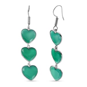 Karis Verde Onyx 34.60 ctw Heart Earrings in Platinum Bond 