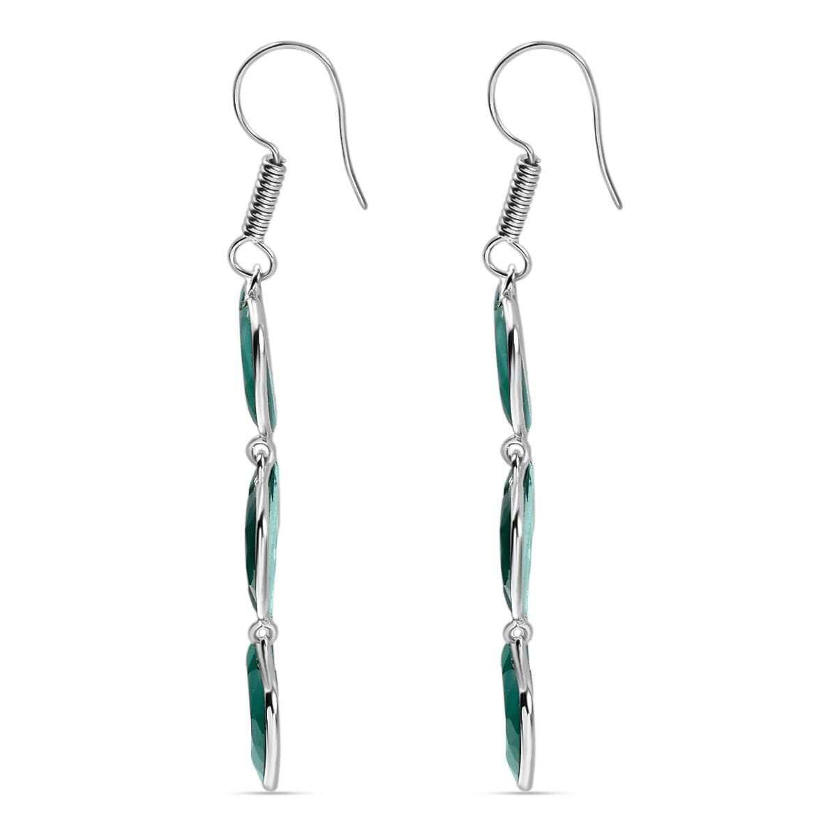 Karis Verde Onyx 34.60 ctw Heart Earrings in Platinum Bond  image number 3
