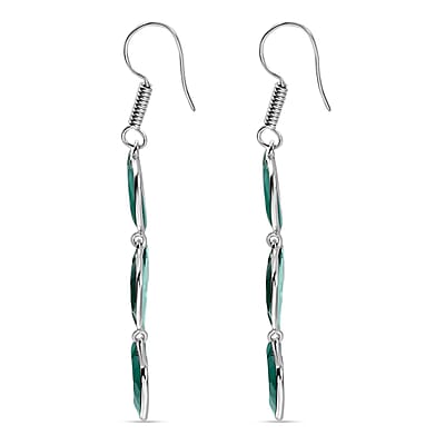 Karis Verde Onyx 34.60 ctw Heart Earrings in Platinum Bond 