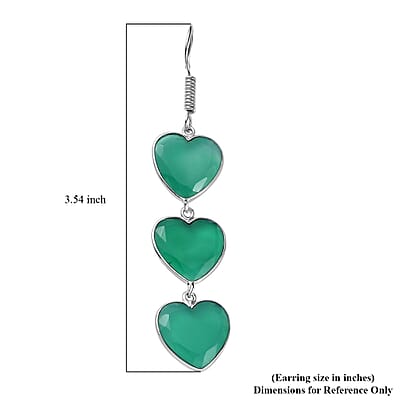 Karis Verde Onyx 34.60 ctw Heart Earrings in Platinum Bond 