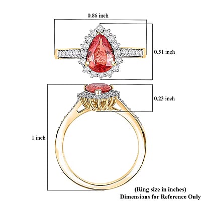 Certified & Appraised Luxoro AAA Padparadscha Sapphire (BT) 5.0) and I2 Diamond 1.85 ctw Halo Ring in 14K Yellow Gold (Size 8.0)