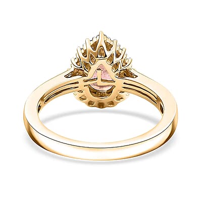 Certified & Appraised Luxoro AAA Padparadscha Sapphire (BT) 5.0) and I2 Diamond 1.85 ctw Halo Ring in 14K Yellow Gold (Size 8.0)