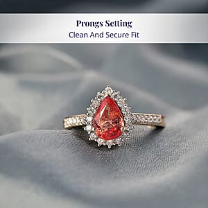 Certified & Appraised Luxoro AAA Padparadscha Sapphire (BT) 6.5) and I2 Diamond 1.85 ctw Halo Ring in 14K Yellow Gold (Size 8.0)