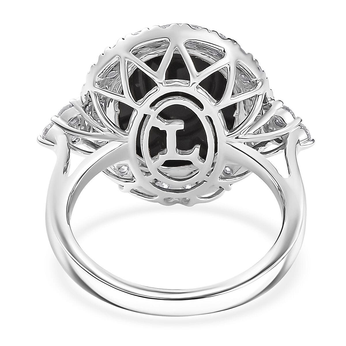 Premium Australian Black Ridge Opal Triplet and G-H SI Luxuriant Lab Grown Diamond 5.75 ctw Ring in 10K White Gold (Size 9.0) image number 4