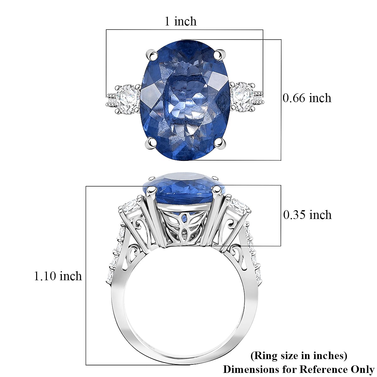 D'Joy Color Change Fluorite (IR) and Moissanite 11.30 ctw Ring in Rhodium Over Sterling Silver (Size 10.0) image number 5