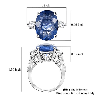 D'Joy Color Change Fluorite (IR) and Moissanite 11.30 ctw Mystic Aurora Ring in Rhodium Over Sterling Silver (Size 10.0)