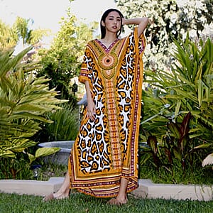 Winlar Gold Cheetah Long Microfiber Kaftan - One Size Fits Most
