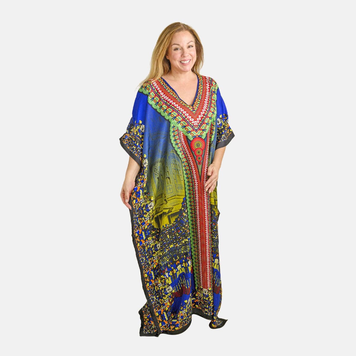 Winlar Multi Baroque Long Microfiber Kaftan - One Size Fits Most image number 0