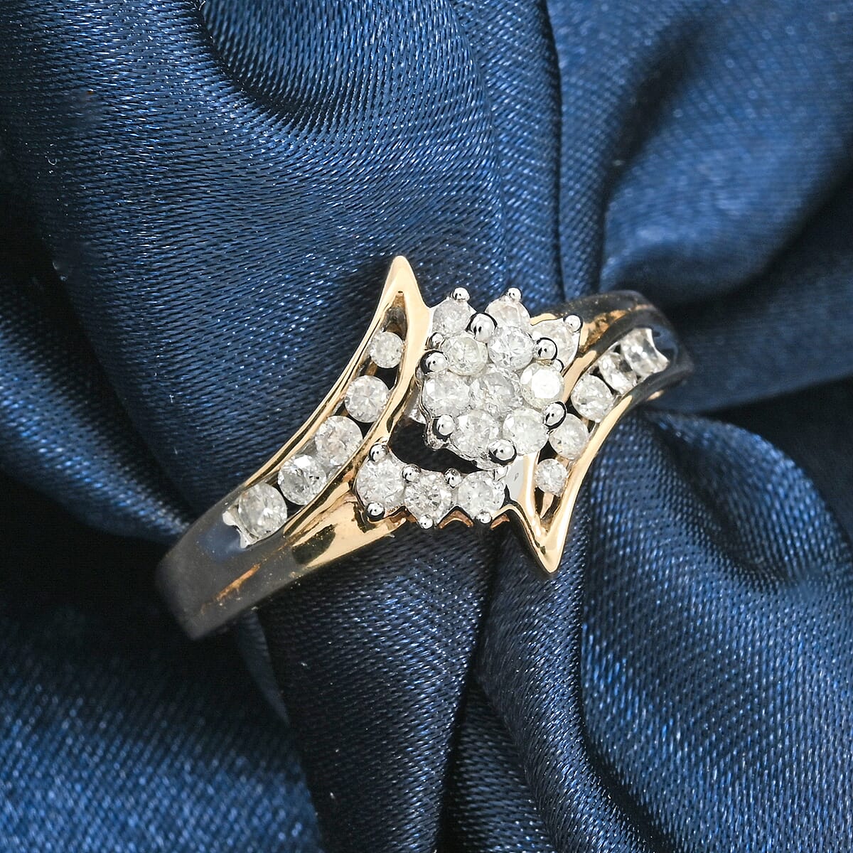 NY Closeout White Diamond 0.50 ctw Ring in 10K Yellow Gold (Size 6.0) image number 1