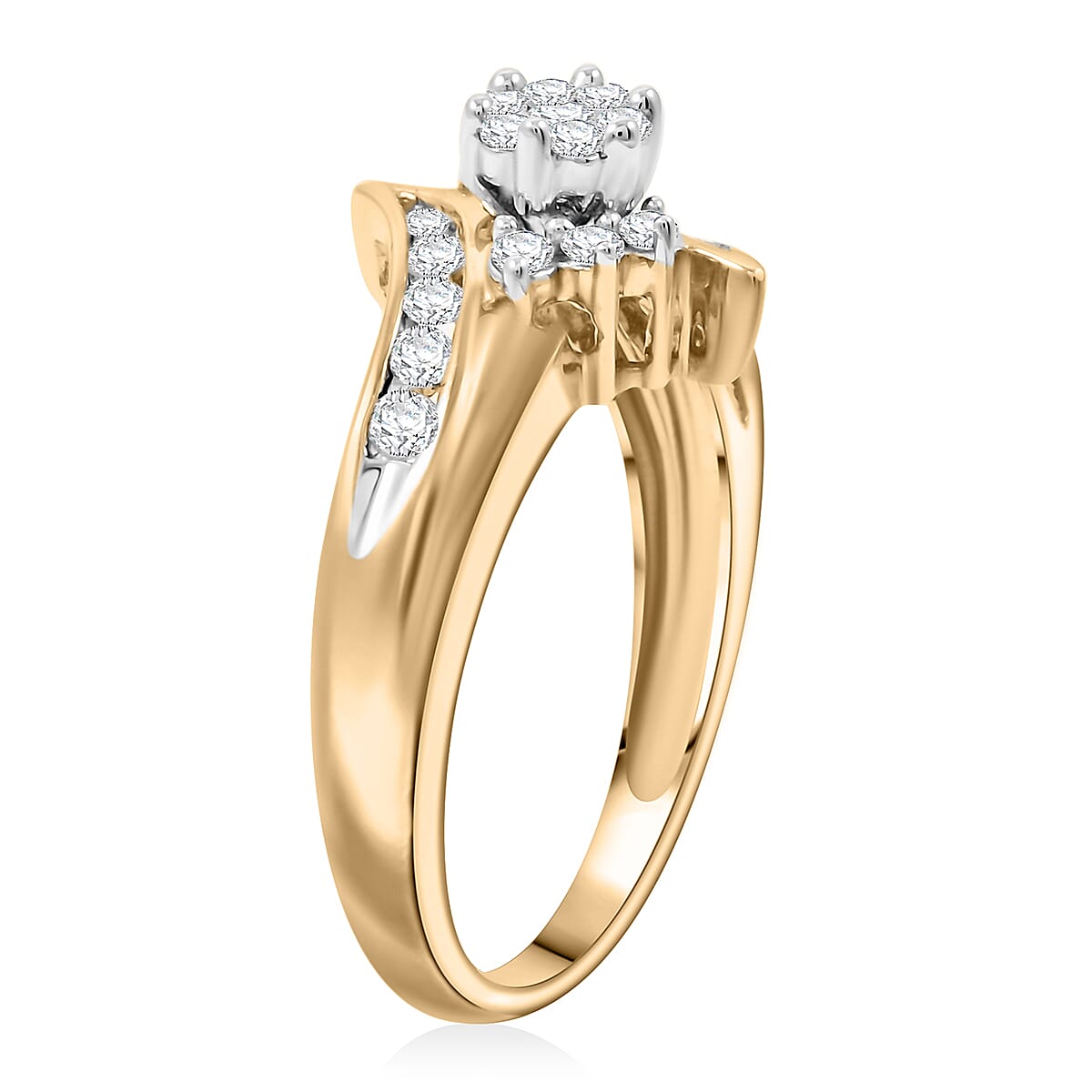NY Closeout White Diamond 0.50 ctw Ring in 10K Yellow Gold (Size 6.0) image number 3