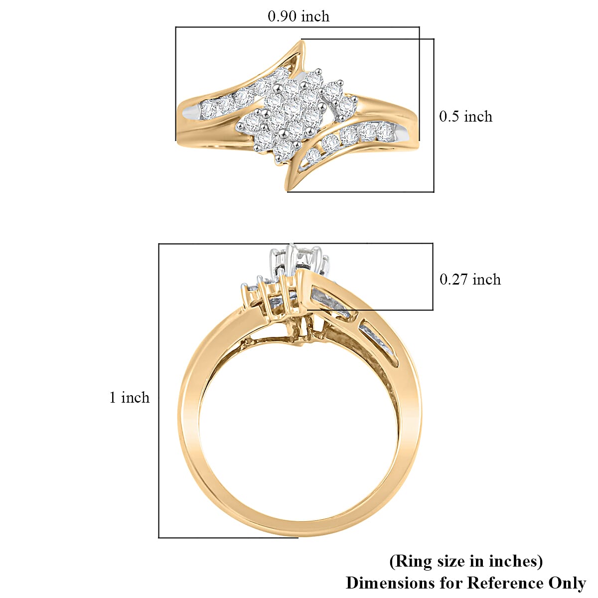 NY Closeout White Diamond 0.50 ctw Ring in 10K Yellow Gold (Size 6.0) image number 4