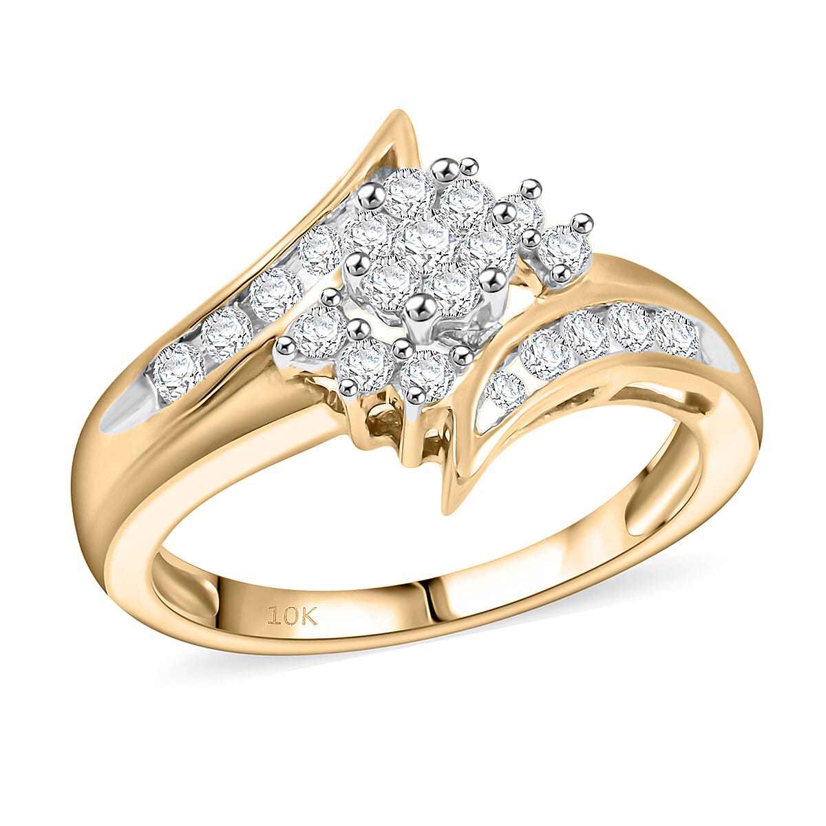 NY Closeout White Diamond 0.50 ctw Ring in 10K Yellow Gold (Size 8.0) image number 0