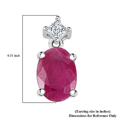 Certified & Appraised Rhapsody AAAA Montepuez Ruby and E-F VS Diamond 1.80 ctw Earrings in 950 Platinum