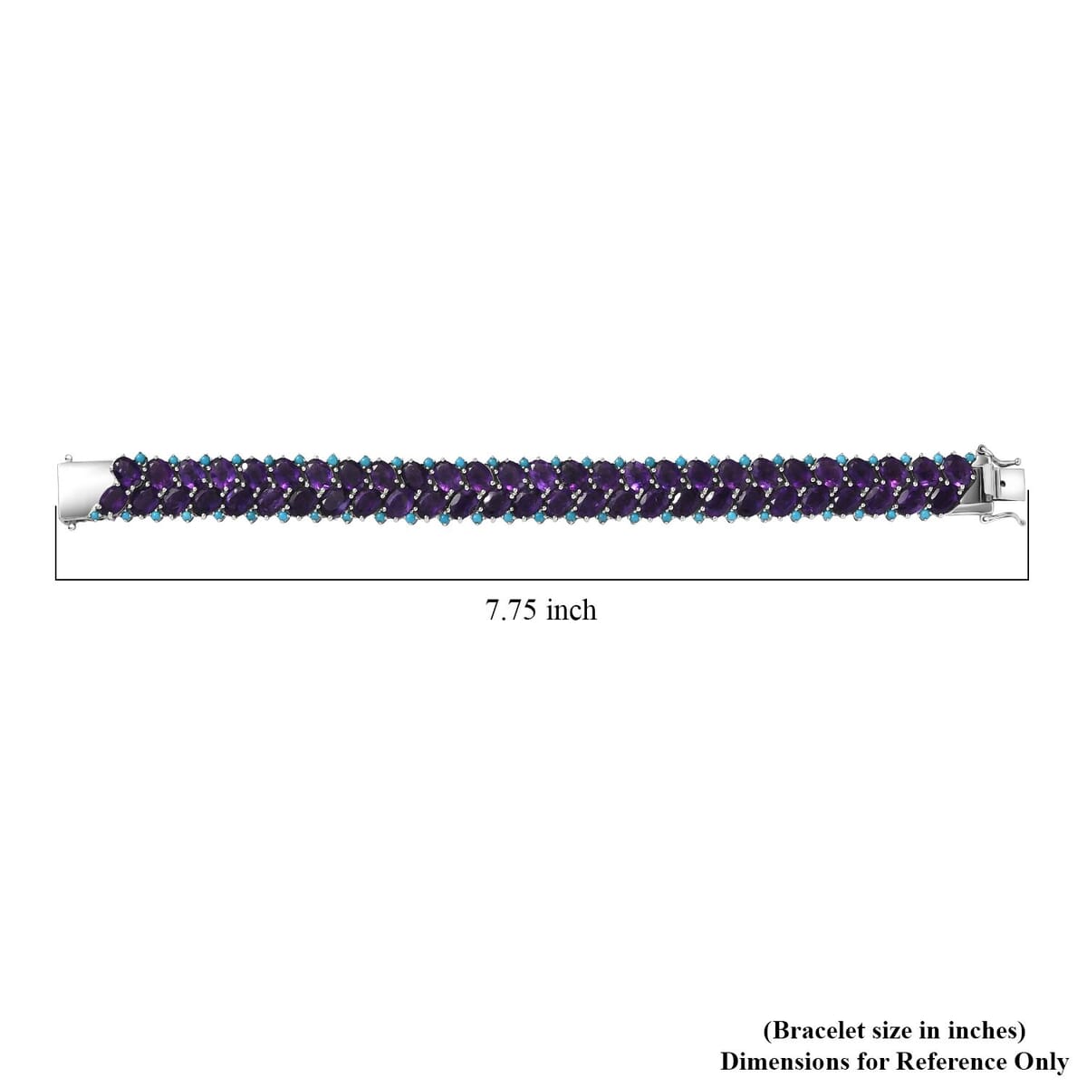 D'Joy African Amethyst and Sleeping Beauty Turquoise 43.80 ctw Mystic Oasis Bracelet in Rhodium Over Sterling Silver (7.25 In) image number 4