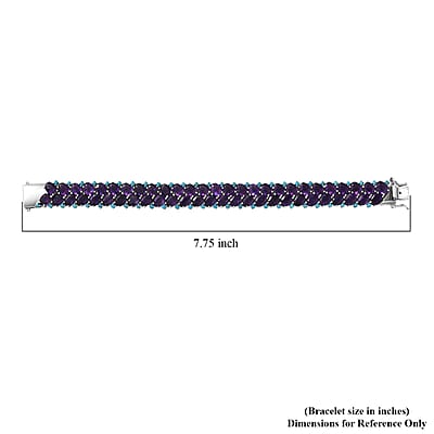 D'Joy African Amethyst and Sleeping Beauty Turquoise 43.80 ctw Mystic Oasis Bracelet in Rhodium Over Sterling Silver (7.25 In)