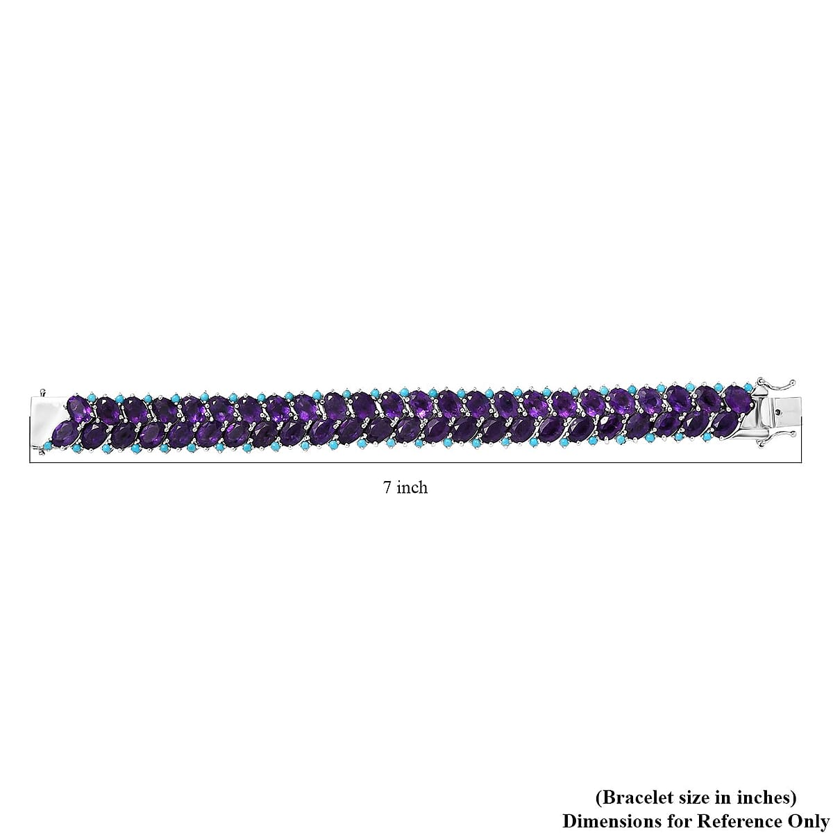 D'Joy African Amethyst and Sleeping Beauty Turquoise 39.15 ctw Mystic Oasis Bracelet in Rhodium Over Sterling Silver (6.50 In) image number 4