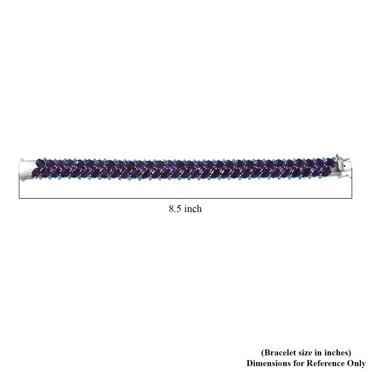 D'Joy African Amethyst and Sleeping Beauty Turquoise 47.00 ctw Mystic Oasis Bracelet in Rhodium Over Sterling Silver (8.00 In) image number 4