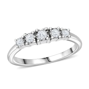 Luxuriant Lab Grown Diamond G-H SI 0.20 ctw Ring in Rhodium Over Sterling Silver (Size 10.0)