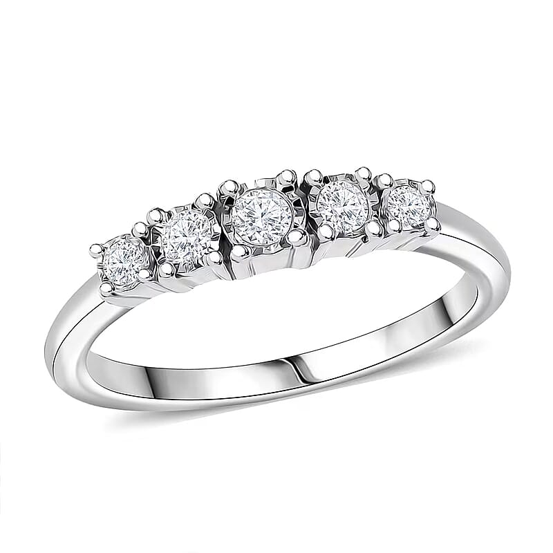 Luxuriant Lab Grown Diamond G-H SI 0.20 ctw Ring in Rhodium Over Sterling Silver (Size 10.0)
