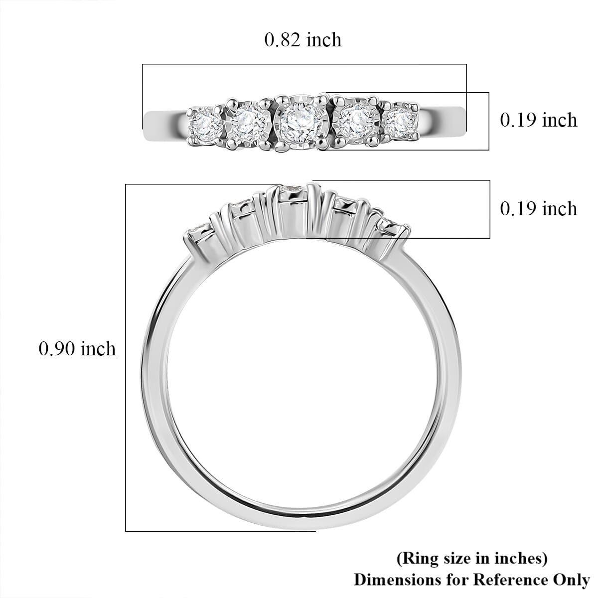 Luxuriant Lab Grown Diamond G-H SI 0.20 ctw Ring in Rhodium Over Sterling Silver (Size 10.0) image number 5