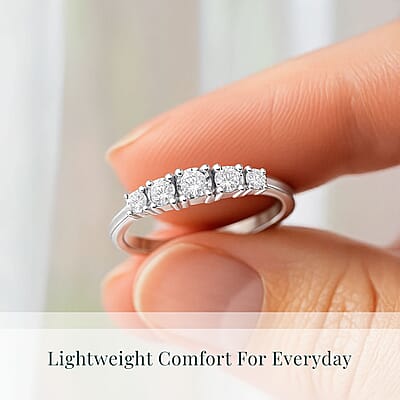 Luxuriant Lab Grown Diamond G-H SI 0.20 ctw Ring in Rhodium Over Sterling Silver (Size 10.0)