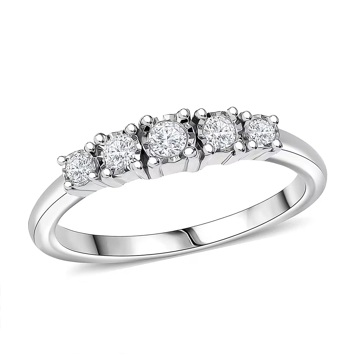 Luxuriant Lab Grown Diamond G-H SI 0.20 ctw Ring in Rhodium Over Sterling Silver (Size 8.0) image number 0