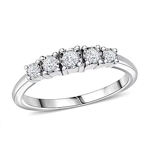 Luxuriant Lab Grown Diamond G-H SI 0.20 ctw Ring in Rhodium Over Sterling Silver (Size 8.0)