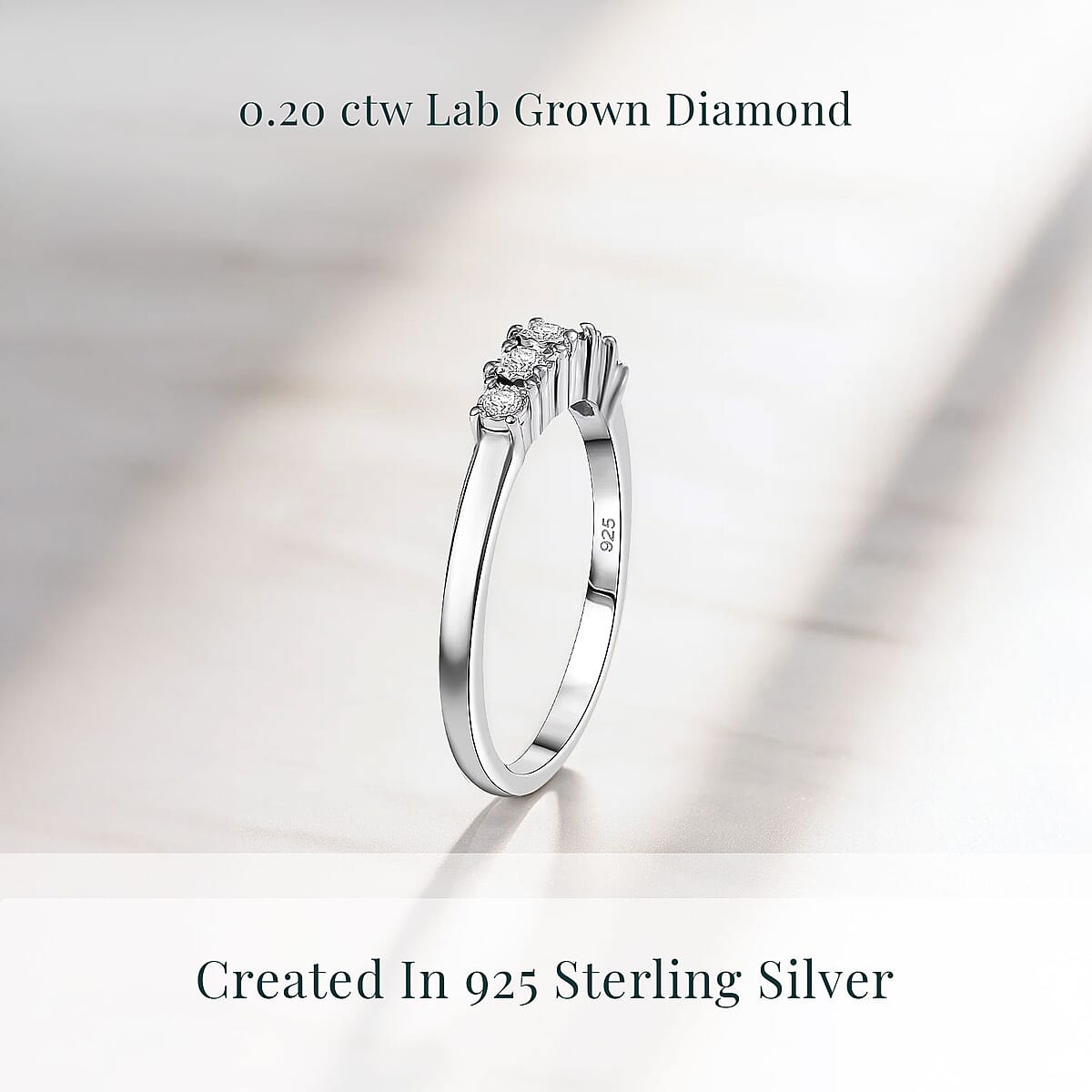 Luxuriant Lab Grown Diamond G-H SI 0.20 ctw Ring in Rhodium Over Sterling Silver (Size 8.0) image number 2