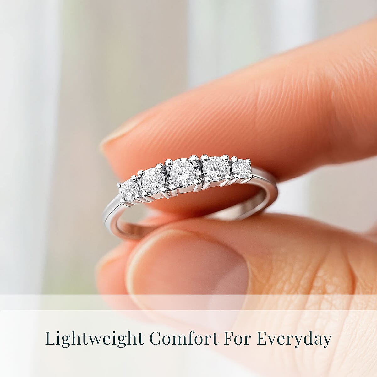 Luxuriant Lab Grown Diamond G-H SI 0.20 ctw Ring in Rhodium Over Sterling Silver (Size 8.0) image number 5