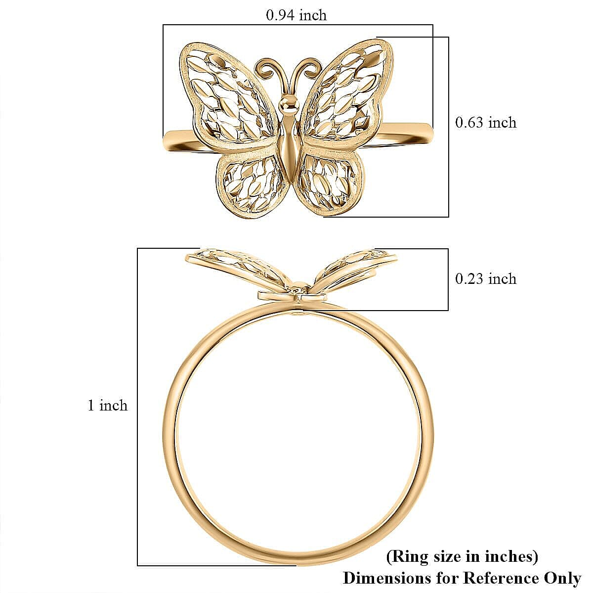 Butterfly Ring in 10K Yellow Gold (Size 10.0) 2.30 Grams