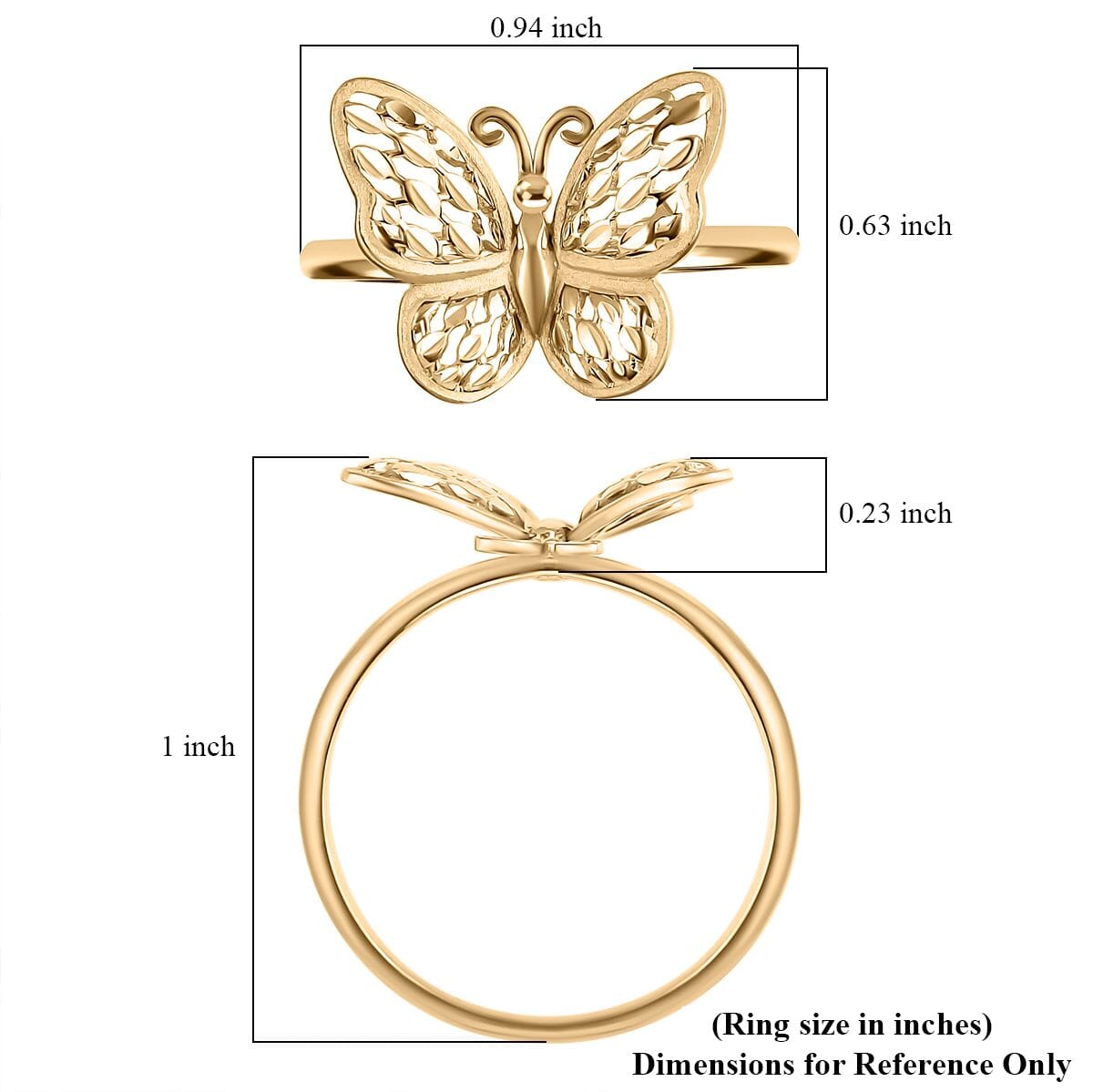 Butterfly Ring in 10K Yellow Gold (Size 7.0) 2.30 Grams image number 5