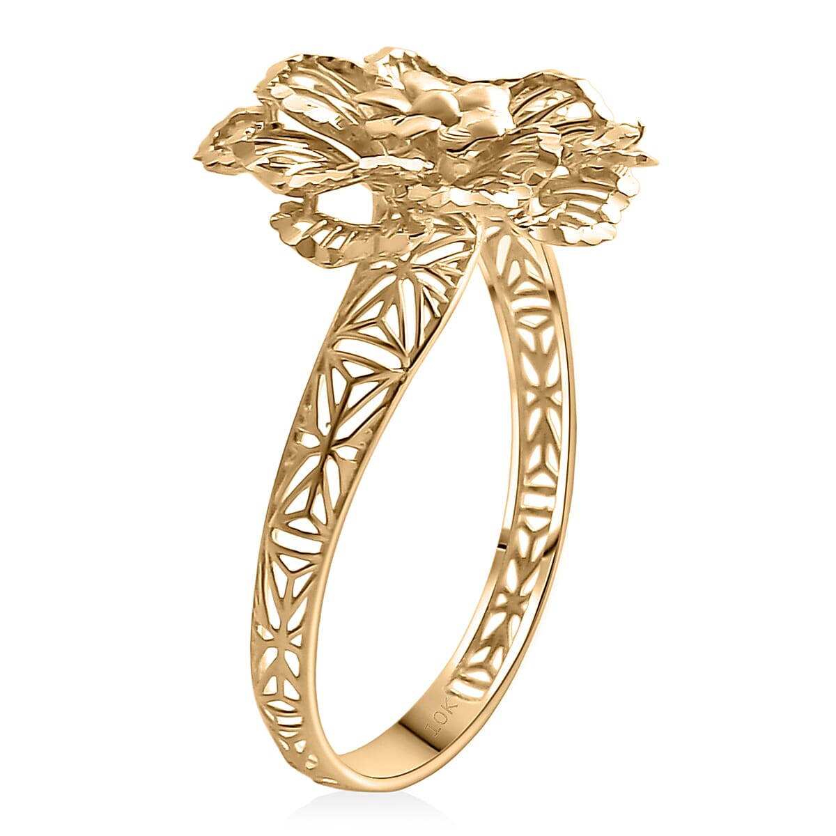 10K Yellow Gold Floral Ring 1.60 Grams(Size 6.0) image number 3