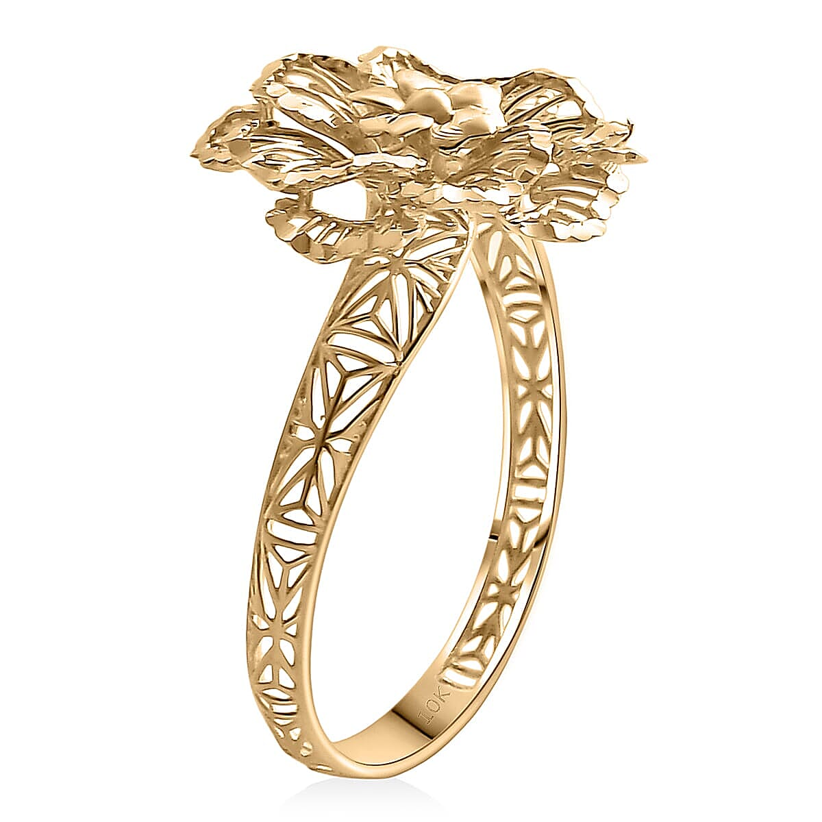 10K Yellow Gold Floral Ring 1.60 Grams(Size 7.0) image number 2