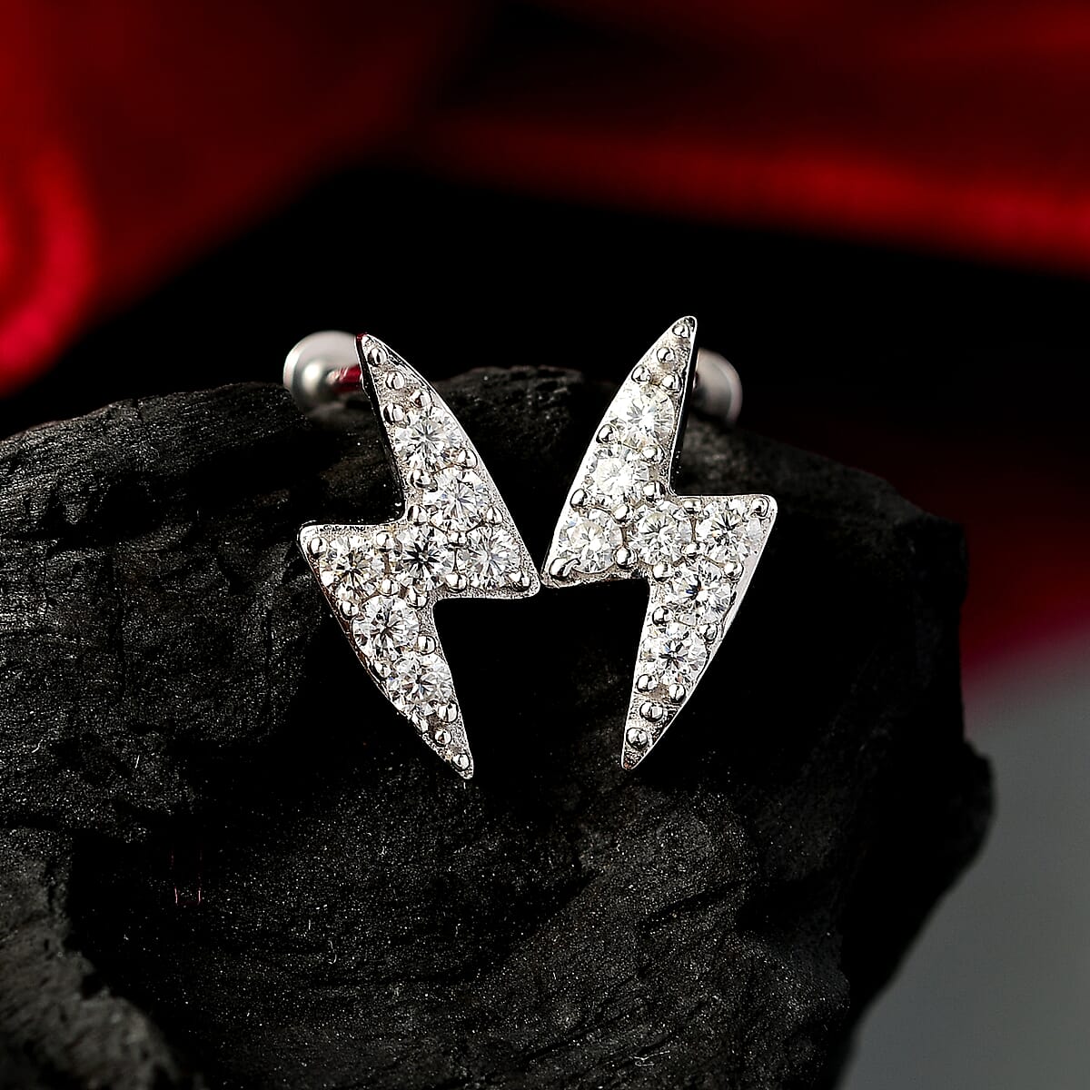 Rachel Galley Moissanite  Fancy Earrings in Rhodium Over Sterling Silver 0.28 ctw image number 1