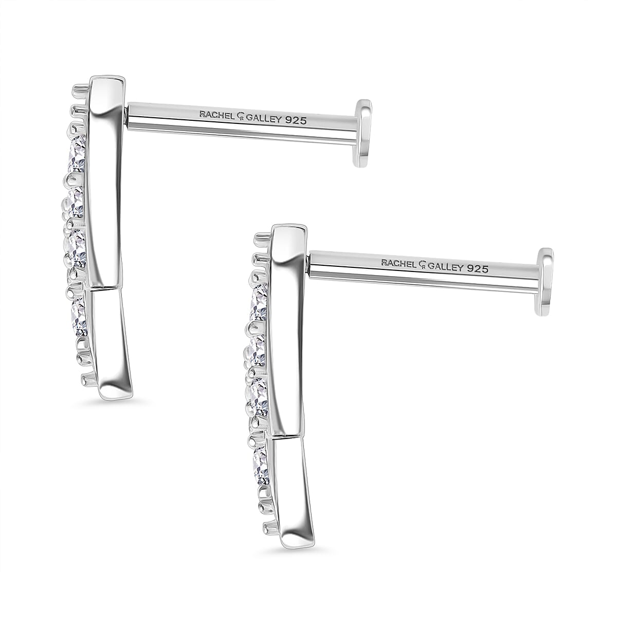 Rachel Galley Moissanite  Fancy Earrings in Rhodium Over Sterling Silver 0.28 ctw image number 3