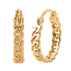 Curb Chain Hoop Earrings in 10K Yellow Gold 2.05 Grams