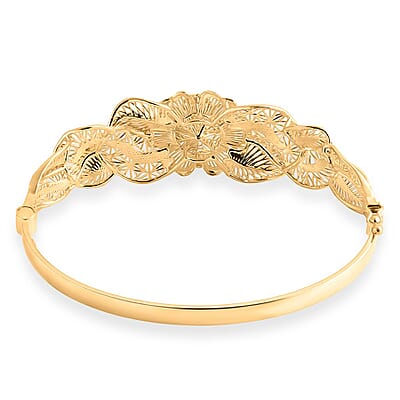 Blooming Flower Bangle Bracelet in 10K Yellow Gold (7.25 In) 8.65 Grams