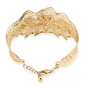 Floral Bangle Bracelet in 10K Yellow Gold (7.25 In) 14.75 Grams