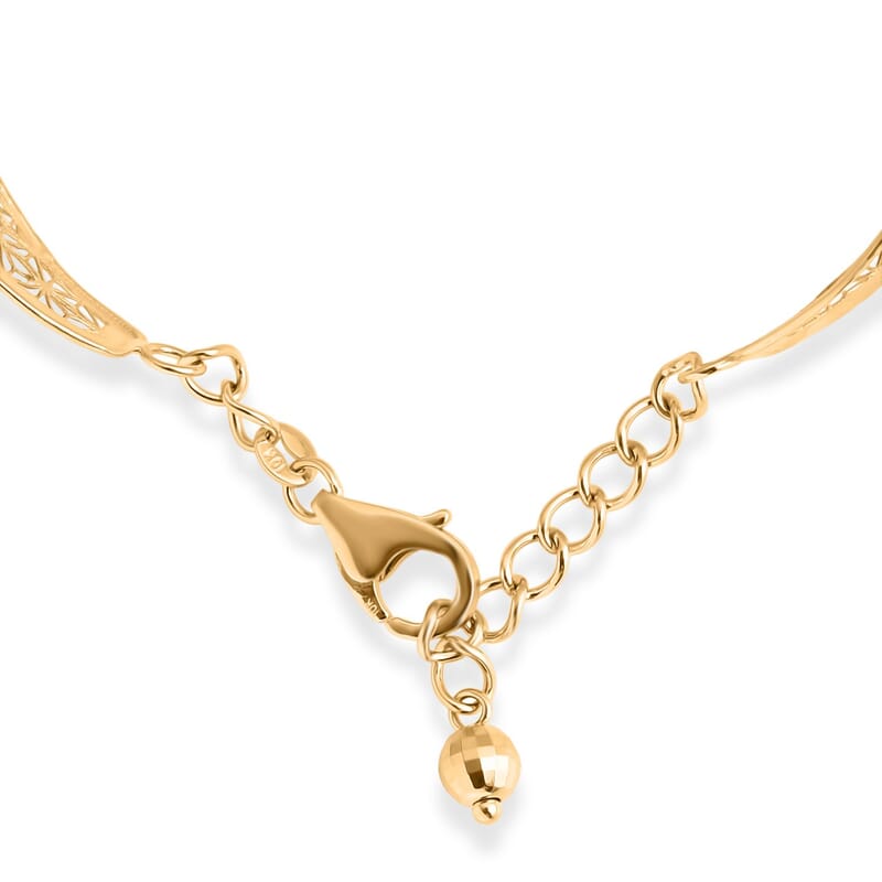 Floral Bangle Bracelet in 10K Yellow Gold (7.25 In) 14.75 Grams