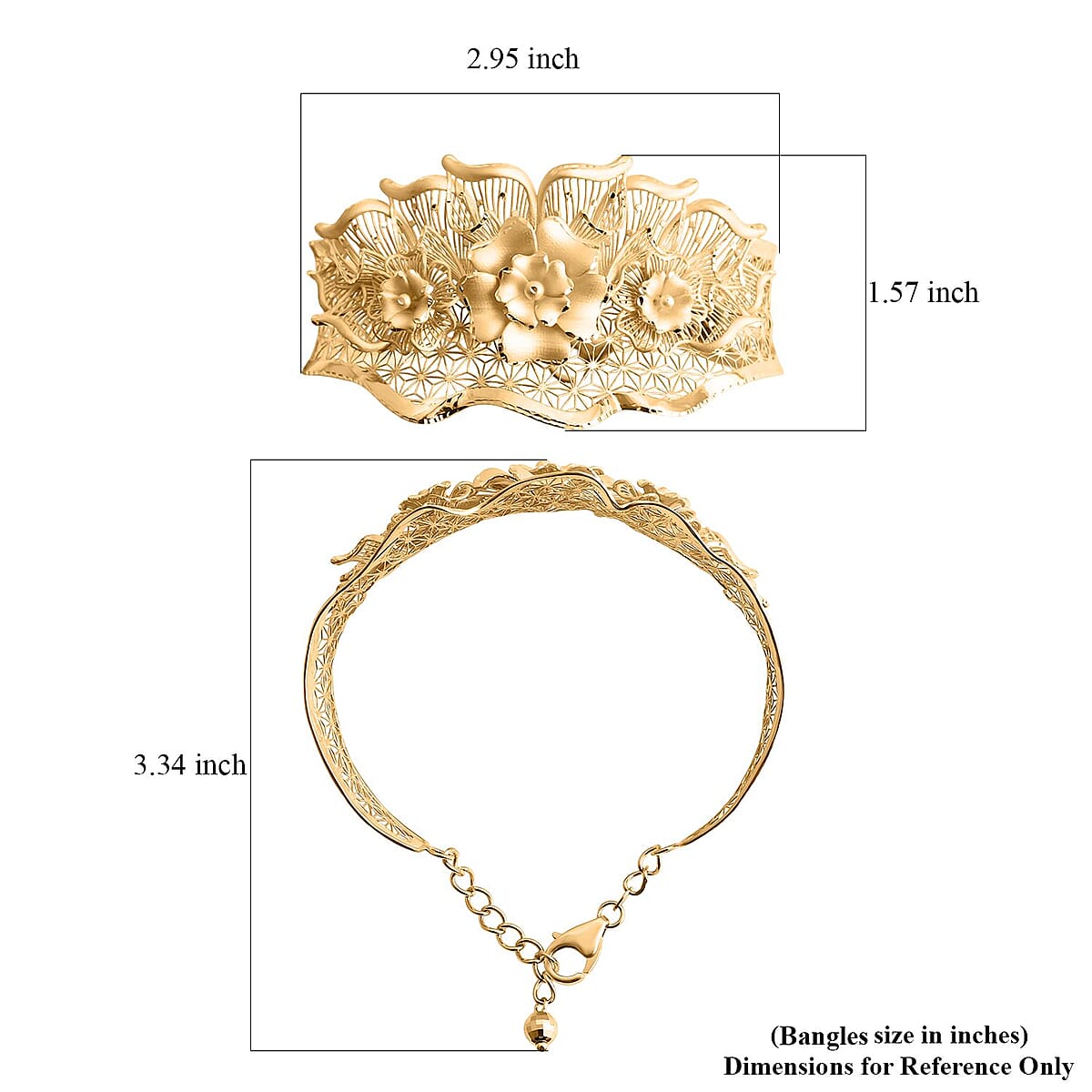Floral Bangle Bracelet in 10K Yellow Gold (7.25 In) 14.75 Grams image number 5