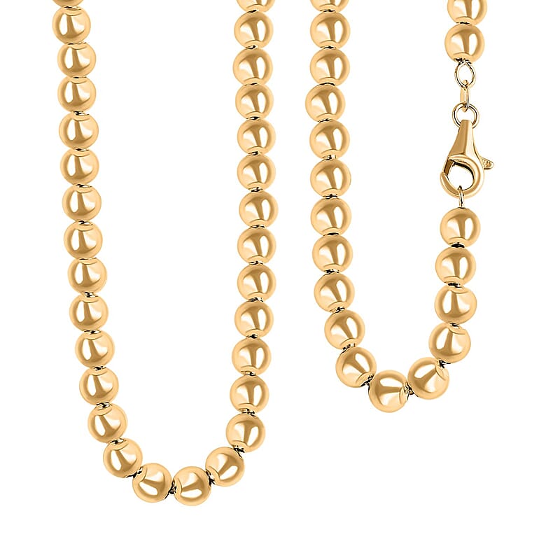 Golden Grace Beads Chain Necklace in 10K Yellow Gold 18 Inches 21 Grams