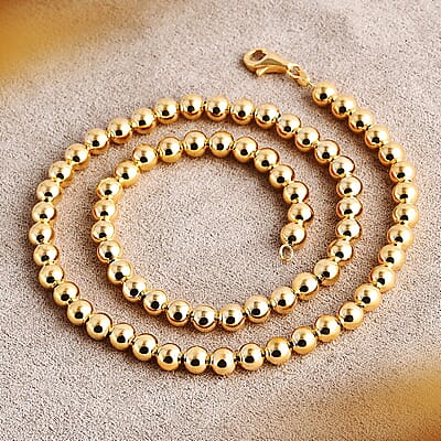 Golden Grace Beads Chain Necklace in 10K Yellow Gold 18 Inches 21 Grams